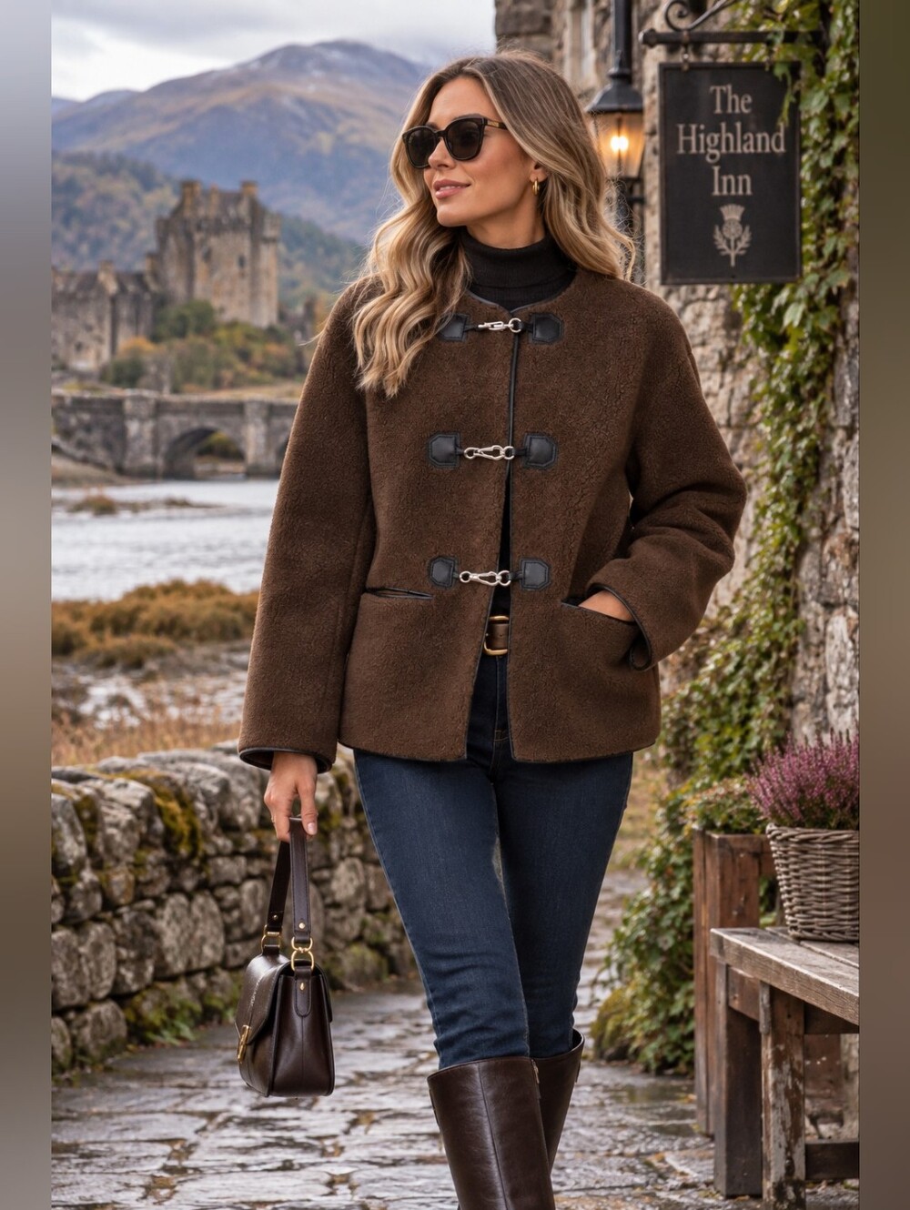 Rebecca Minkoff Faux Shearling Toggle Jacket – Chocolate Brown (Size M) NWT